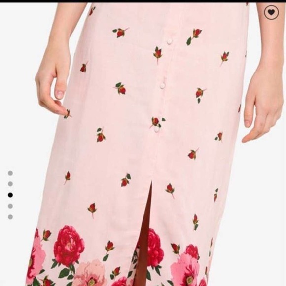 NWT Topshop Button Front Slip Midi‎ Dress in Pink Nude Rose Floral, Size 10 - Picture 7 of 11